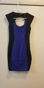Fitted black and blue dress